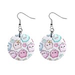 Cute Doodle Cartoon Seamless Pattern Mini Button Earrings