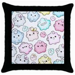 Cute Doodle Cartoon Seamless Pattern Throw Pillow Case (Black)