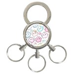Cute Doodle Cartoon Seamless Pattern 3-Ring Key Chain