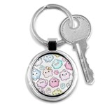 Cute Doodle Cartoon Seamless Pattern Key Chain (Round)