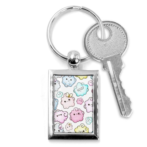 Cute Doodle Cartoon Seamless Pattern Key Chain (Rectangle) from ArtsNow.com Front