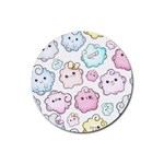Cute Doodle Cartoon Seamless Pattern Rubber Coaster (Round)