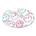 Cute Doodle Cartoon Seamless Pattern Oval Magnet