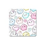 Cute Doodle Cartoon Seamless Pattern Square Magnet