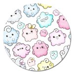 Cute Doodle Cartoon Seamless Pattern Magnet 5  (Round)