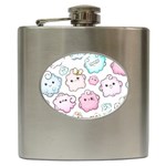 Cute Doodle Cartoon Seamless Pattern Hip Flask (6 oz)