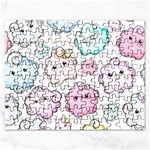 Cute Doodle Cartoon Seamless Pattern Rectangular Jigsaw Puzzl