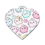 Cute Doodle Cartoon Seamless Pattern Dog Tag Heart (One Side)