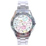 Cute Doodle Cartoon Seamless Pattern Stainless Steel Analogue Watch
