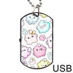 Cute Doodle Cartoon Seamless Pattern Dog Tag USB Flash (Two Sides)