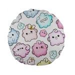 Cute Doodle Cartoon Seamless Pattern Standard 15  Premium Round Cushions
