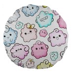 Cute Doodle Cartoon Seamless Pattern Large 18  Premium Round Cushions