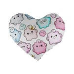 Cute Doodle Cartoon Seamless Pattern Standard 16  Premium Heart Shape Cushions