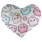 Cute Doodle Cartoon Seamless Pattern Large 19  Premium Heart Shape Cushions