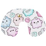 Cute Doodle Cartoon Seamless Pattern Travel Neck Pillow