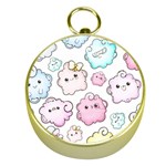 Cute Doodle Cartoon Seamless Pattern Gold Compasses