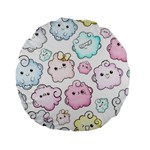 Cute Doodle Cartoon Seamless Pattern Standard 15  Premium Flano Round Cushions