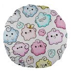 Cute Doodle Cartoon Seamless Pattern Large 18  Premium Flano Round Cushions