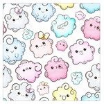 Cute Doodle Cartoon Seamless Pattern Square Satin Scarf (36  x 36 )