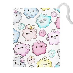 Cute Doodle Cartoon Seamless Pattern Drawstring Pouch (4XL) from ArtsNow.com Front