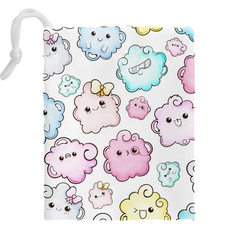 Cute Doodle Cartoon Seamless Pattern Drawstring Pouch (4XL) from ArtsNow.com Back