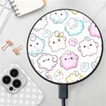 Cute Doodle Cartoon Seamless Pattern Wireless Fast Charger(Black)