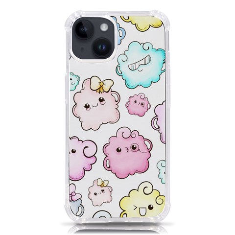 Cute Doodle Cartoon Seamless Pattern iPhone 14 TPU UV Print Case from ArtsNow.com Front