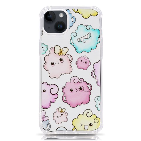 Cute Doodle Cartoon Seamless Pattern iPhone 14 Plus TPU UV Print Case from ArtsNow.com Front