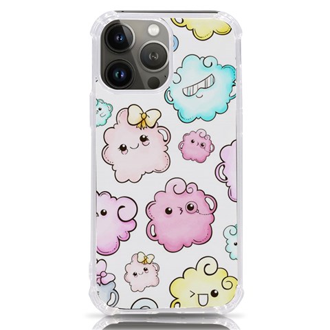 Cute Doodle Cartoon Seamless Pattern iPhone 13 Pro Max TPU UV Print Case from ArtsNow.com Front