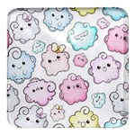 Cute Doodle Cartoon Seamless Pattern Square Glass Fridge Magnet (4 pack)