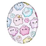 Cute Doodle Cartoon Seamless Pattern Oval Glass Fridge Magnet (4 pack)