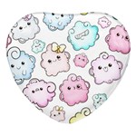Cute Doodle Cartoon Seamless Pattern Heart Glass Fridge Magnet (4 pack)