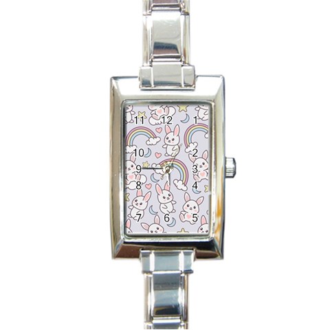 Seamless Pattern With Cute Rabbit Character Rectangle Italian Charm Watch from ArtsNow.com Front