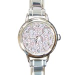 Seamless Pattern With Cute Rabbit Character Round Italian Charm Watch