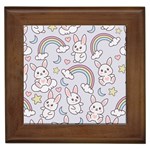 Seamless Pattern With Cute Rabbit Character Framed Tile