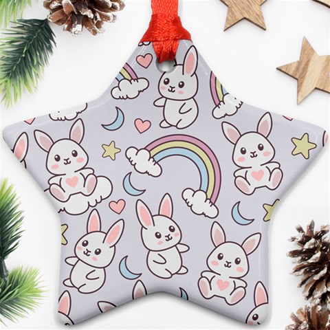 Seamless Pattern With Cute Rabbit Character Ornament (Star) from ArtsNow.com Front
