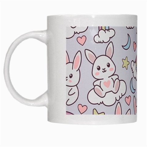 Seamless Pattern With Cute Rabbit Character White Mug from ArtsNow.com Left