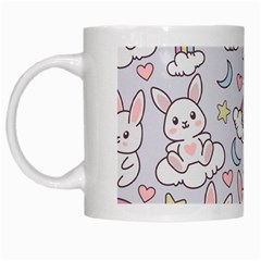 Seamless Pattern With Cute Rabbit Character White Mug from ArtsNow.com Left