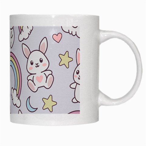 Seamless Pattern With Cute Rabbit Character White Mug from ArtsNow.com Right