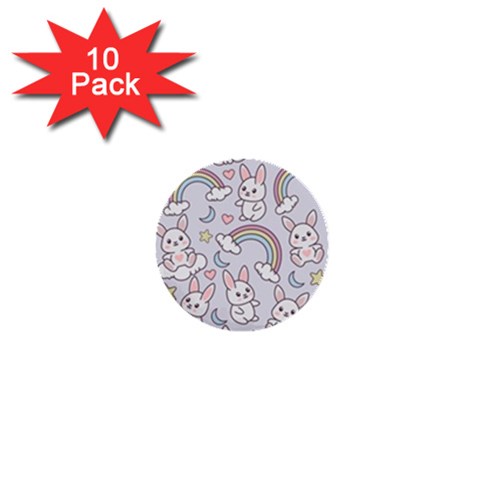 Seamless Pattern With Cute Rabbit Character 1  Mini Buttons (10 pack)  from ArtsNow.com Front