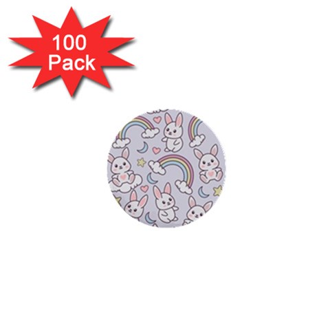 Seamless Pattern With Cute Rabbit Character 1  Mini Buttons (100 pack)  from ArtsNow.com Front