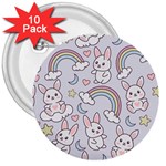 Seamless Pattern With Cute Rabbit Character 3  Buttons (10 pack) 