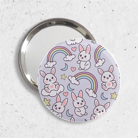 Seamless Pattern With Cute Rabbit Character 2.25  Handbag Mirrors from ArtsNow.com Front