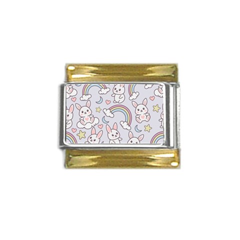 Seamless Pattern With Cute Rabbit Character Gold Trim Italian Charm (9mm) from ArtsNow.com Front