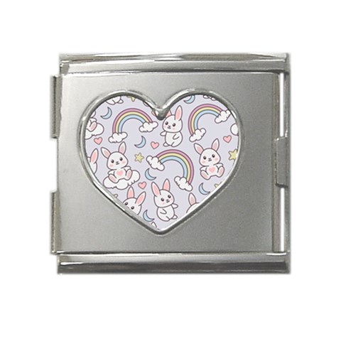 Seamless Pattern With Cute Rabbit Character Mega Link Heart Italian Charm (18mm) from ArtsNow.com Front