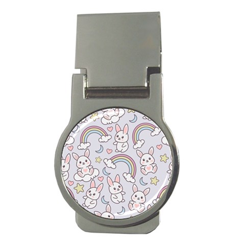 Seamless Pattern With Cute Rabbit Character Money Clips (Round)  from ArtsNow.com Front