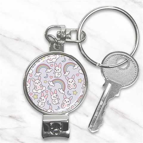 Seamless Pattern With Cute Rabbit Character Nail Clippers Key Chain from ArtsNow.com Front