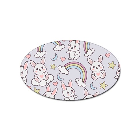 Seamless Pattern With Cute Rabbit Character Sticker (Oval) from ArtsNow.com Front