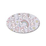 Seamless Pattern With Cute Rabbit Character Sticker (Oval)