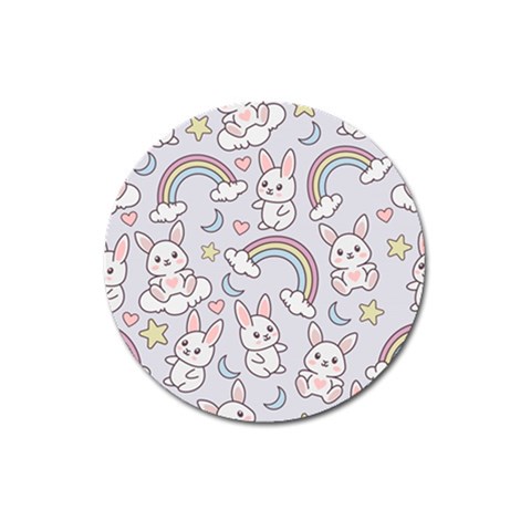 Seamless Pattern With Cute Rabbit Character Magnet 3  (Round) from ArtsNow.com Front